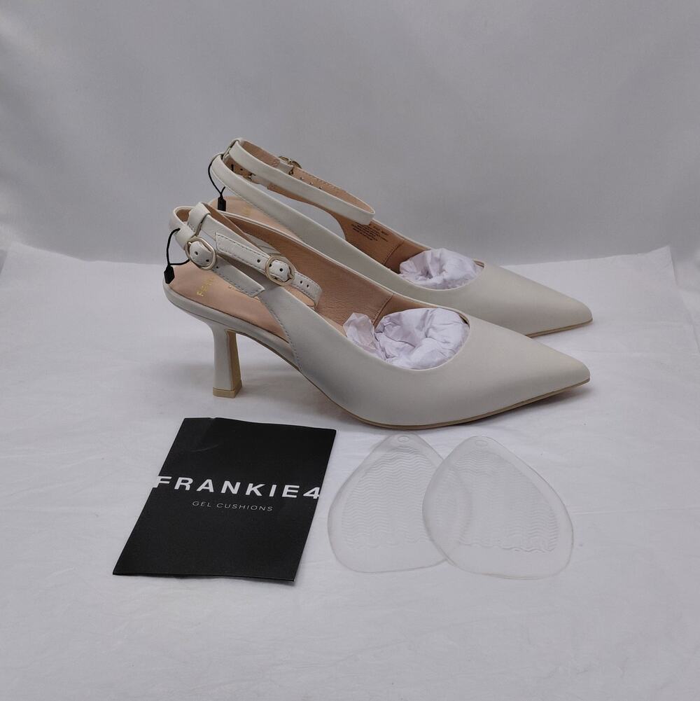 Frankie4 Womens Gigi Pumps Sz 10 Ivory Leather Pointed Toe Heels Wedding Party